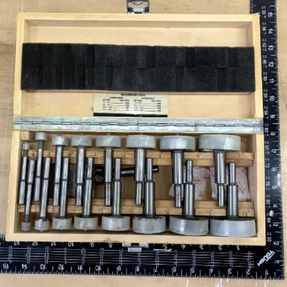 16-Piece 1/4" - 2-1/8" Woodworking Forstner Style Drill Bit Set & Wood Case - Picture 2 of 6